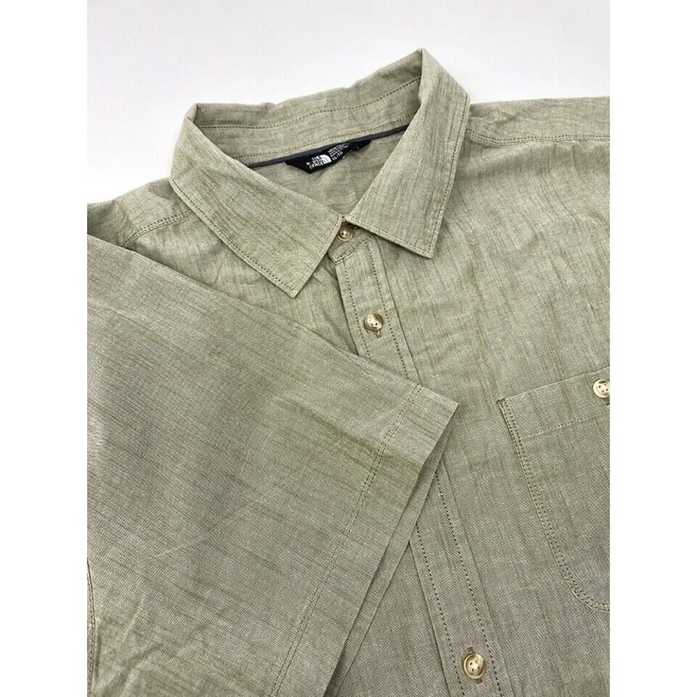 The North Face Shirt Mens XL Tanish Short Sleeve Button-Down Shirt Inside Pocket